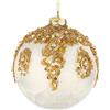 BIZZOTTO Sfera Pallina Albero di Natale in Vetro Melissa Paillettes 10cm Bianco Oro