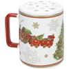 BRANDANI Christmas Tazza Mug con Tappo e Filtro 11,5x8cm Porcellana Tavola di Natale
