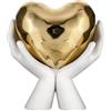 BONGELLI PREZIOSI Scultura Mani con Cuore 12x13cm Bianco e Oro Marmorino