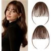 Benehair Frangia a Clip in Capelli Veri, 3g Air Frangia Finta Capelli Umani, Capello Veri Extension Clip in, con Tempie per Modificare la Forma di un Viso Alto e l'attaccatura Marrone Medio #04