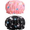 qiqiqiaqia Confezione da 2 cuffie da doccia con unicorno, per bambini e adolescenti, impermeabili, per doccia, bagno, spa, cura dei capelli, design a doppio strato, graziose, resistenti, riutilizzabili, per