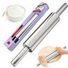 SOETDERT Mattarello in Acciaio Inox con Manici, 43 cm Mattarello in Metallo Antiaderente per Pasta di Zucchero, Ravioli, Biscotti, Tortellini, Dolci e Pizza, Pasta Sfoglia