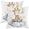 Generic Set di 2 federe decorative per cuscini con giraffa, con luna e stelle, per camera dei bambini, divano, letto, 45,7 x 45,7 cm