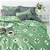 Morbuy Set di Biancheria da Letto 4 Pezzi - Fiori Stampa Set Copripiumino in Microfibra con 1 Lenzuola Piane e 2 Federe per Letto Singolo Matrimoniale King (Verde,220x240cm /2.2M)