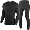 YESWEL Set di biancheria intima termica da uomo in lana merino, a maniche lunghe, con maglia e pantaloni in pile per il freddo (taglie M - XXL), Nero - 180 g, M