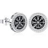 Friggem Orecchini vichinghi, Orecchini Vegvísir in Argento Sterling S925 e Orecchini a bottone Circolare Numeri romani, Orecchini a bottone punk gotici neri ipoallergenici Gioielli Donna Uomo Regalo