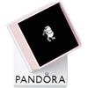 PANDORA Ciondolo Moments in argento Sterling a forma di pinguino che pattina sul ghiaccio con zirconi cubici trasparenti e smalto nero