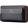 PPGE Pochette Uomo Pelle da Polso Portafoglio Borsello a Mano Affari Viaggio Borsa da Polso con Zip Handbag Cellulare Contanti Portatile Ideal per Ufficio/Business/Casual/Appuntamenti,Black