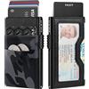 VULKIT Porta Carte di Credito con Tasche EDC e Finestra ID Portafoglio per Carte Pop-up con Blocco RFID Portafoglio Sottile in Metallo