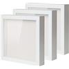 Muzilife Cornice portafoto 3D da riempire, set da 3 pezzi, profondità 22 x 22 cm, con pannello in vetro, forma quadrata, regalo per amici familiari, 3 pezzi, colore bianco