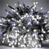 Luccika Stringa Catena di luci Natale a LED Professionale, MaxiLed da 8mm, Flash, per Giardini Negozi Bar, Esterno (Bianco Ghiaccio con Flash Blu, 10 Metri - 100 LED)