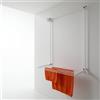foxydry Wall, Stendibiancheria da parete, stendino da muro saliscendi, verticale richiudibile e a scomparsa, da balcone per interni ed esterni 128x52x137 cm (Bianco, 120)