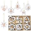 HERZONE 24pcs Ciondolo in legno per Natale, albero di Natale, bianco, ciondolo natalizio in legno per albero di Natale, ciondolo in legno per decorazione fai da te dell'albero di Natale (C)