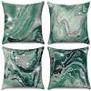 ASDCXZ Set di 4 federe per cuscino in marmo, 40 x 40 cm, moderne, leggere, di lusso, colore verde lucido, effetto marmo, per divano, cuscino decorativo, lavabile in poliestere, lino