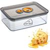 ZoeQide Contenitore per formaggi con coperchio, 1250 ml, per frigorifero, contenitore piatto con timer, contenitore per formaggi, ermetico e impilabile, senza BPA, adatto per il raffreddamento, facile da
