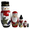 Oostifun Bambola a nido d'ape in legno colorato Kit bambola russa a forma di Natale Decorazione natalizia (Babbo Natale e pupazzo di neve)