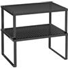 SONGMICS Scaffale Portaspezie, Set di 2, Impilabile, Acciaio | Organizzatori da Cucina Espandibili, Nero Opaco, Collezione BEQUE KCS001B01