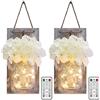 Glighone Luce per Barattolo di Vetro Luci da Parete a LED 2 Pezzi Applique da Parete Retrò Luce per la Decorazione Domestica Lampade da Parete con Fiore Artificiale Modalità Multiple Avere Foglie