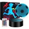 Polemera Regalo bambino 5 6 7 8 9 10 anni maschio【Regalo prima luce notturna da calcio per ragazzi】, regalo comunione bambino, 3D Calcio Lampade con 16 colori cambia da telecomando