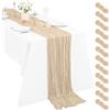 Pesonlook 12-pack di runner da tavolo beige in lino, runner da tavolo boho in tessuto a trama larga 30 cm 51 × 300 cm runner da tavolo lungo rustico romantico per feste di nozze decorazione natalizia