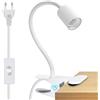 Wrpacttg Lampada a morsetto E27, lampada a morsetto per letto, faretto a morsetto a collo di cigno ispessito da 9 mm, lampada da comodino, pinza con cavo e interruttore, lampada da scrivania pinza per