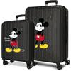 Disney Joumma Mickey Waiting Set di valigie nero 55/65 cm rigida 6,8 kg chiusura TSA integrata ABS 6,8 kg 109L espandibile bagaglio a mano