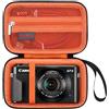 Elonbo Custodia per Fotocamera per Canon PowerShot G7 X / G7 X Mark II / G7 X Mark III / G9 X mark III Digital 4K Vlogging Camera, Borsa da Viaggio per Videocamera in Streaming Video. Nero+Arancione