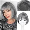 FLYROSEING Topper per capelli grigi misti da donna con capelli diradati, topper per capelli corti a caschetto con frangia laterale, topper sintetici per capelli diradati