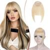 Elailite Frangia Capelli Veri Clip Biondo Chiaro, Remy Human Hair Frangetta Finta alla Francese Hair Fringe Frontale Bang con Tempie Posticci Donna