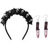 OIXYEY Set 2 Pezzi Cerchietti Halloween Donna con Orecchini Pugnale, Accessori Dark Elegance per Feste a Tema, Carnevale, Notte delle Streghe, Compleanni, Costume Party.