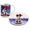 Egan Set di piatti e tazze impilabili, collezione I AM di Topolino e Minnie, in porcellana, lavabile in lavastoviglie e adatto al microonde, set per colazione caffè e snack (viola MINNIE)