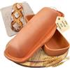 TeCoHome Stampo per pane con coperchio in argilla naturale - Pentola per pane e pane per cuocere il pane | Pentola di terracotta con coperchio per pane croccante come dal panettiere | Stampo rettangolare in