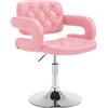 CLP Sedia Lounge Girevole Dublin in Similpelle I Poltroncina Design Chester Altezza Regolabile I Sedia con Braccioli Imbottita, Colore:Rosa