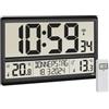 TFA Dostmann Orologio Radiocontrollato da Parete, Digitale XL, 60.4521.01, Temperatura Esterna e Interna, con sensore esterno, Giorni Settimana, 8 Lingue, Grande, Nero 360 x 235 x 28, 84