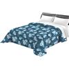 Tata Home Trapunta Invernale Matrimoniale 260x260 cm Imbottita 300 gr/mq Piumone Caldo Pesante Disegno Ortensie e Rose Made in Italy Mod. Matilde Fiori Colore Blu