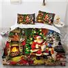ApttEk Poliestere Morbido Copripiumino Matrimoniale Estivo Durevole E Ad Asciugatura Rapida Copripiumino 240X260Cm Natalizio Natale Natalizi Babbo + Federa 50X75 Cm Set Di Biancheria Da Letto