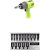 Ingersoll-Rand 2236QTIMAX-G DXS2 Avvitatore ad Impulsi Pneumatico, Silenzioso, 2034 Nm, Titanio, Anello a Frizione, Verde + DXS2 Set bussole a percussione metrica profonda, 15 pezzi, attacco esagonale
