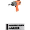 Ingersoll-Rand 2236QTIMAX-O DXS2 Avvitatore ad Impulsi Pneumatico, Silenzioso, 2034 Nm, Titanio, Anello a Frizione, Arancione + DXS2 Set di bussole metriche esagonali a percussione, attacco, 15 pezzi