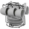 AlexandreHouse SET 6 TAZAS CAFE C/PLATO CERAM ICA BLANCA C/SOPORTE METAL NEG