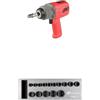 Ingersoll-Rand 2236QTIMAX-R DXS2 Avvitatore ad Impulsi Pneumatico, Silenzioso, 2034 Nm, Titanio, Anello a Frizione, Rosso + DXS2 Set di bussole metriche esagonali a percussione, attacco, 15 pezzi