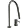 Ideal Standard - Gusto Miscelatore cucina a 2 fori, Bocca alta tonda, con cartuccia FirmaFlow, bocca girevole a 360°, Collegamento a vite dal basso, Magnetic Grey