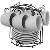 AlexandreHouse SET 6 TAZAS CAFE C/PLATO CERAM ICA BLANCA C/SOPORTE METAL NEG