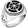 Breil, Collezione Emblems, Anello Uomo in Acciaio, Anello con Incisione Rosa dei Venti e Ancora Incisa, Misura 25, Idea Regalo Uomo
