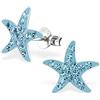 Goldene Hufeisen GH1a, orecchini con cristallo di acquamarina, a forma di stella marina, in vero argento Sterling 925, ideale per ragazza, bambina