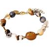 Purelei® Braccialetto Hawaiian Sunset - con agata, sodalite, citrino e perle d'acqua dolce - in acciaio inossidabile placcato oro 18K - Gioielli da donna 17-20 cm - Braccialetto con gemme dai colori