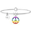 KIDULT - Bracciale rigido con ciondolo multicolor simbolo della pace