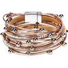 Cupimatch Bracciale Choker Donna Stile Boho Multi-Layer Winding Bead Leather Braccialetto con Fibbia Magnetica da Uomo Donna in Due Modi da Indossare,Colore Beige