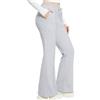baleaf Pantaloni da donna in pile a vita alta, leggings in cotone, lunghi invernali, termici, da yoga, a gamba larga, comodi, grigio chiaro, L