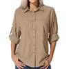 Asfixiado Shirts - Maglietta da donna UV UPF 50+ Safari, da trekking, per attività all'aria aperta, traspirante, ad asciugatura rapida, a maniche lunghe, Gravel Brown, M
