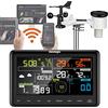 Sainlogic Stazione Meteo WiFi, 7 in 1 Stazione Meteo con Sensore Esterno con APP, 7,33 Display LCD, Pluviometro, Anemometro, Igrometro, Termometro, Wunderground, Previsioni del Tempo per Giardino